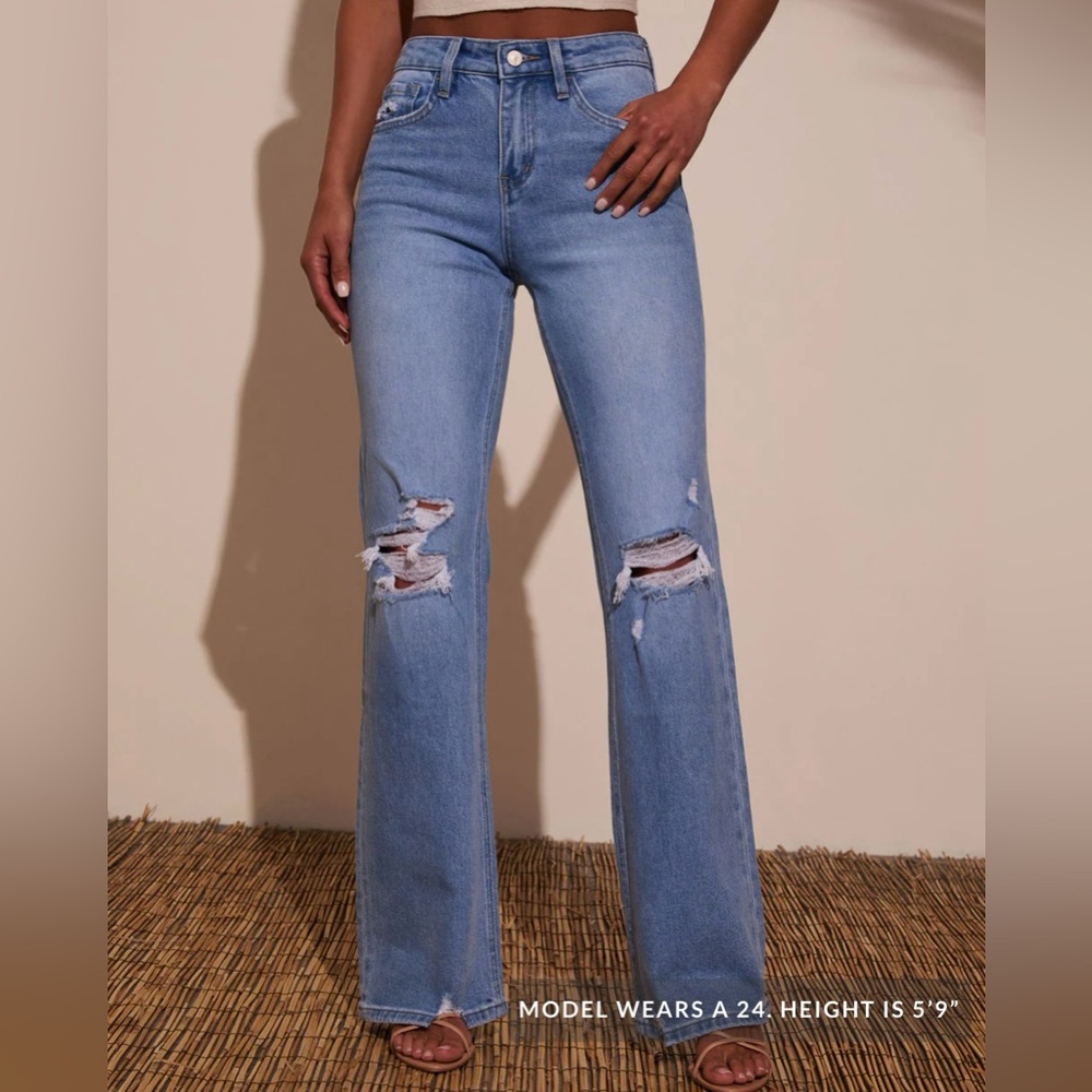 Katie Distressed Wide Leg Jeans NWOT